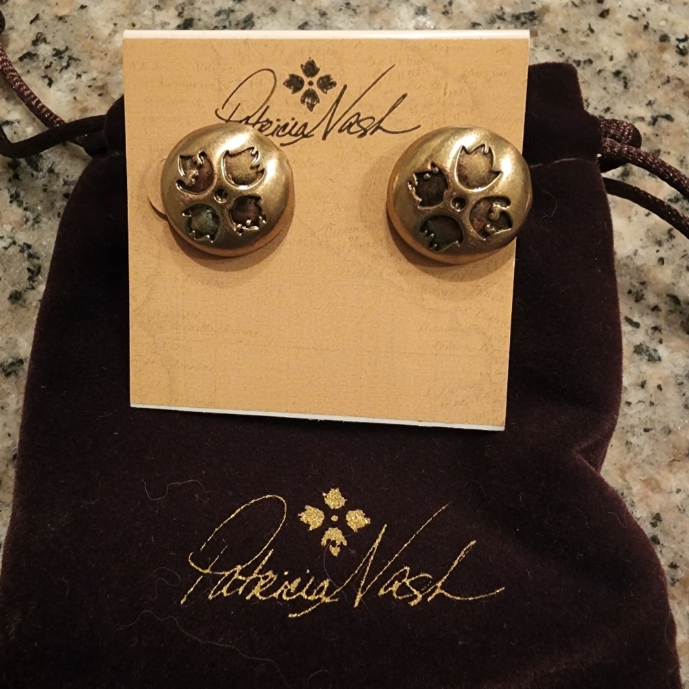 Patricia Nash gold stud earrings. NWT